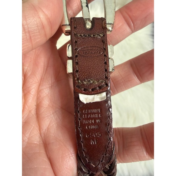 Talbots - Western Style Brown Braided Leather Belt Size Medium Silver Buckle main image 5